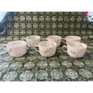 Set Of 6 Theodore Haviland Cup Set, Antique Limoges Schleiger 310 Pink Roses